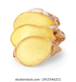 Fresh ginger slices isolated on white background - Powered by Shutterstock