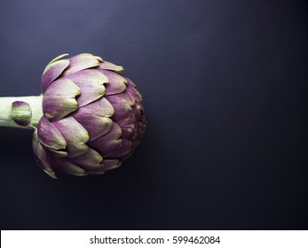 Fresh globe artichoke isolated on dark background