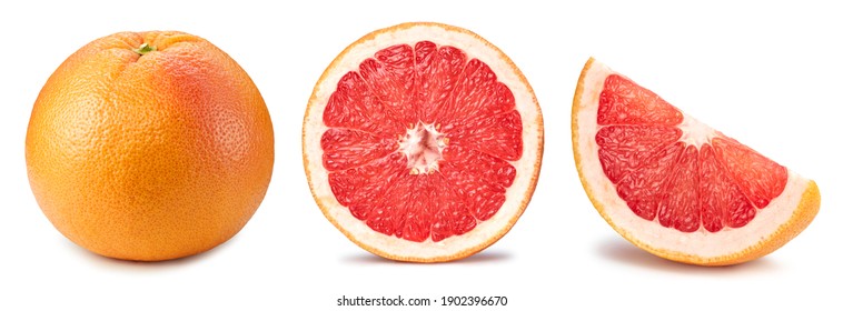 Fresh grapefruit fruit. Grapefruit isolated on white background. Collection grapefruit with clipping path.