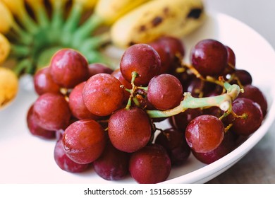 Fresh grapes and fresh bananas