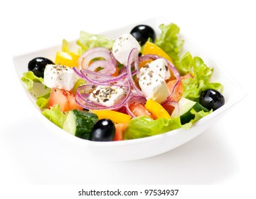 Fresh Greek Salad On The White Background