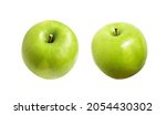 Fresh green apple fruit isolated with clipping path in white background, no shadow