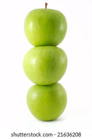 Fresh Green Apples Stacked On Top Of One Another