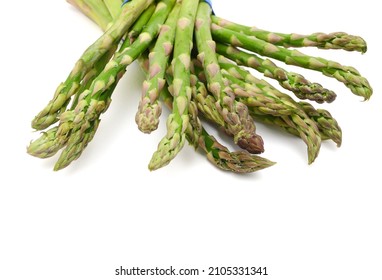 Fresh Green Asparagus Bunch Isolated On White