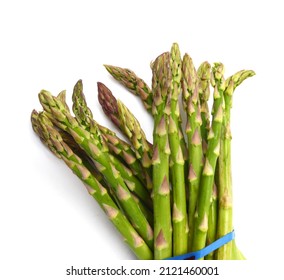 Fresh Green Asparagus Bunch Isolated On White