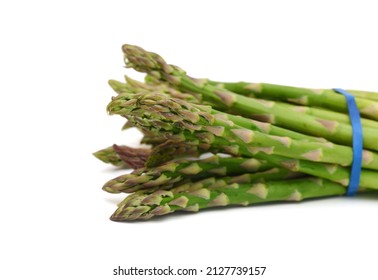 Fresh Green Asparagus Bunch Isolated On White