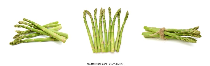 Fresh Green Asparagus Bunch Isolated On White