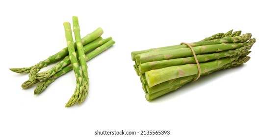 Fresh Green Asparagus Bunch Isolated On White