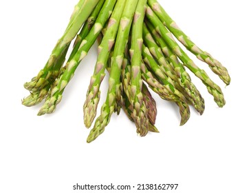 Fresh Green Asparagus Bunch Isolated On White