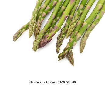 Fresh Green Asparagus Bunch Isolated On White