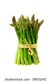 Fresh Green Asparagus Bunch Isolated On White