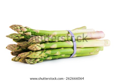 Fresh green asparagus on white  background
