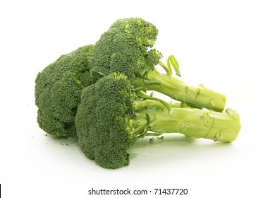 Fresh Green Broccoli Bunch Isolated On A White Background