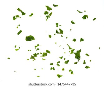 Fresh green chopped parsley leaves isolated on white background and texture, top view. Chopped parsley on a white background isolated. Chopped Parsley Leaves. Fresh Herbs  - Shutterstock ID 1475447735