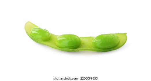 Fresh Green Edamame Pod With Beans On White Background