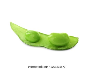 Fresh Green Edamame Pod With Beans On White Background