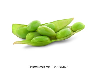 Fresh Green Edamame Pod With Beans On White Background