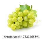 Fresh green grape cluster isolated on white background.