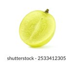 Fresh green grape cut in half isolated on white background. Clipping path.