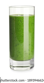 Fresh Green Juice In Glass Isolated On White