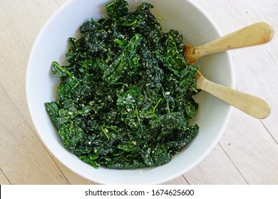 Fresh Green Kale Salad In A Bowl