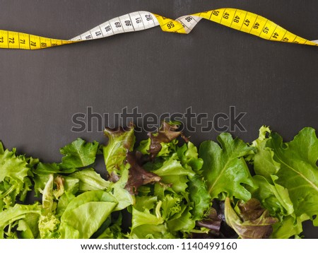 Similar – Image, Stock Photo Fresh leaf salad with a measuring tape on a board