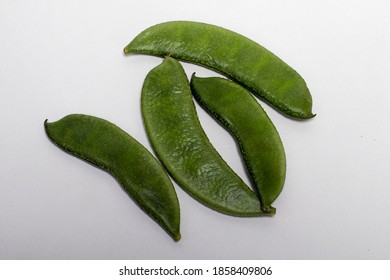 Fresh Green Lima Beans Isolated On White Background