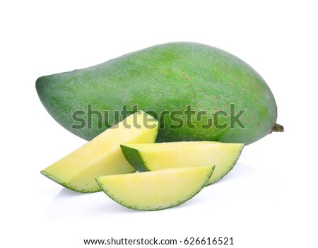 fresh green mango isolated on white background