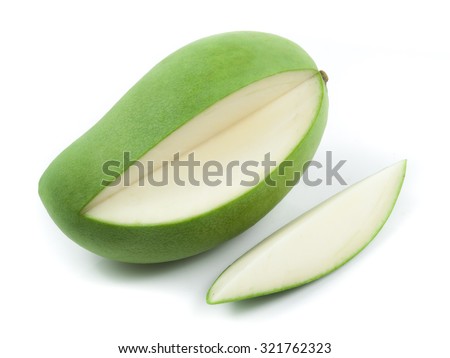 Fresh green mango on white background