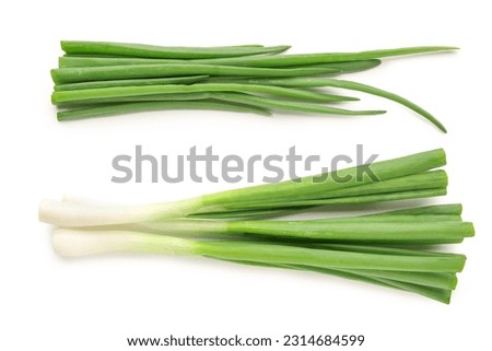 Fresh green onion on white background