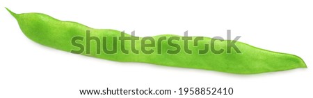 Fresh green Pea Pod  isolated on a white background. Green bean  string close-up
