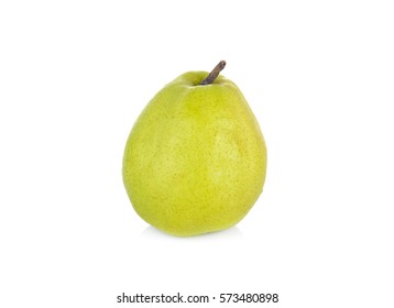 fresh green pear with stem on white background - Shutterstock ID 573480898