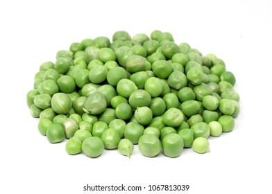 fresh green peas isolated on a white background.