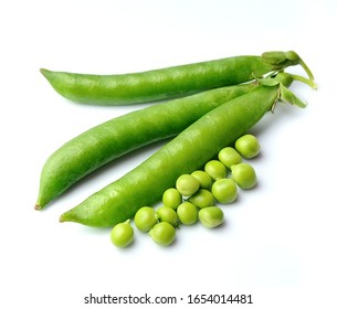 Fresh green peas isolated on white backgrounds.