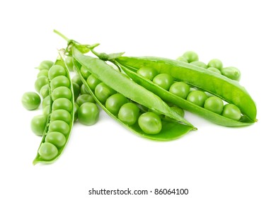 fresh green peas isolated on white