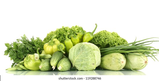 Fresh Green Vegetables Isolated On White