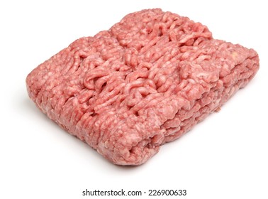 Fresh Ground Lamb Meat Or Mince On White Background.