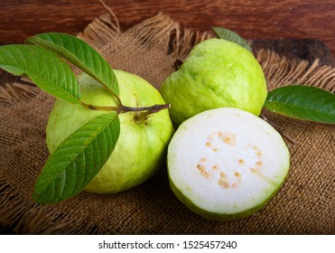 Fresh Guava On Wooden Background