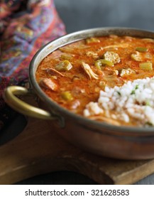 Fresh Gumbo In A Copper Pot. 