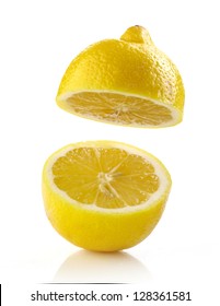 Fresh Half Lemon On White Background