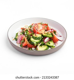 A Fresh And Healthy Greek Salat Isolated On White Background