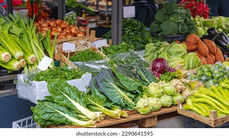 Fresh Healthy Greens Vegetables at Farmers Market Stall - Powered by Shutterstock