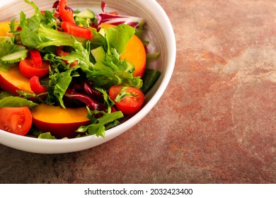 Fresh Healthy Nectarine Salad In A Bowl