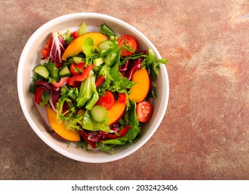 Fresh Healthy Nectarine Salad In A Bowl