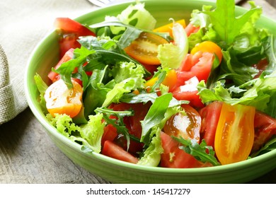 Fresh Healthy Salad With Tomatoes And Arugula