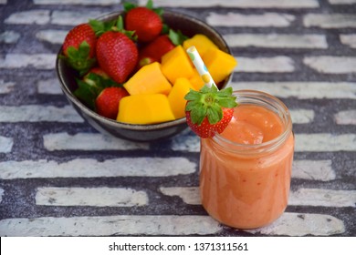 Fresh Healthy Vegan Papaya Mango Strawberry Smoothie