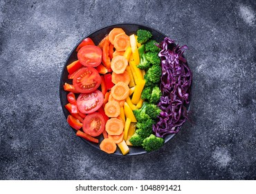 Fresh healthy vegetarian rainbow salad. Top view - Powered by Shutterstock