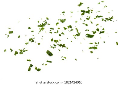 Fresh Herbs. Fresh green chopped parsley leaves isolated on white background and texture, top view. Chopped parsley on a white background isolated. Chopped Parsley Leaves. - Shutterstock ID 1821424010