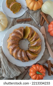 Fresh Home Made Pumpkin Bundt Cake With Cinnamon Frosting