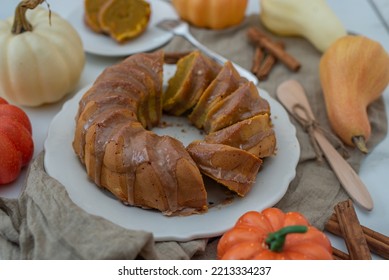 Fresh Home Made Pumpkin Bundt Cake With Cinnamon Frosting